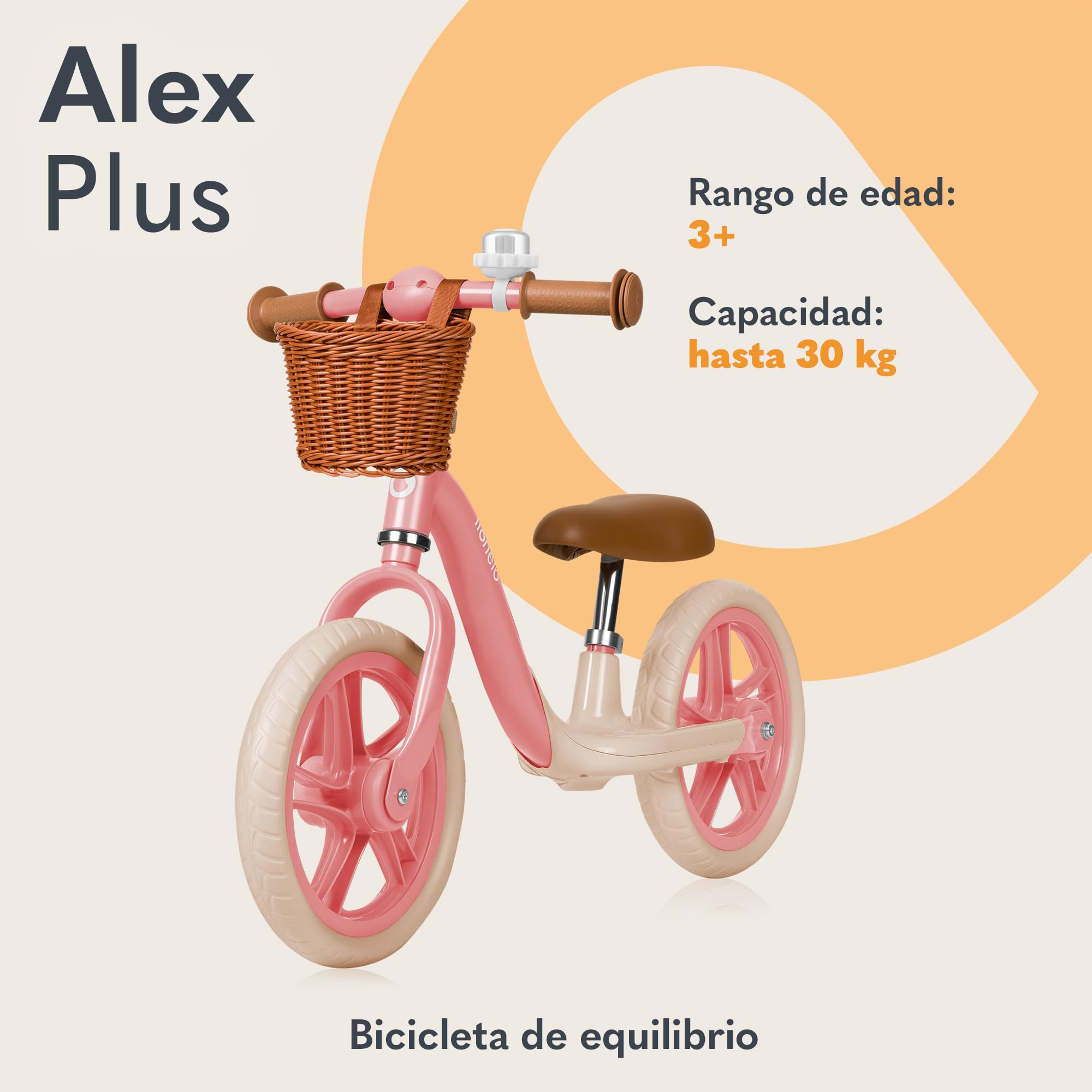 lionelo Alex Bicicleta sin Pedales de 3 años hasta 30 kg, Bicicleta de Equilibrio para Menores, Regulación del Asiento y del Volante, Ruedas Ligeras, Reposapiés Perfilado