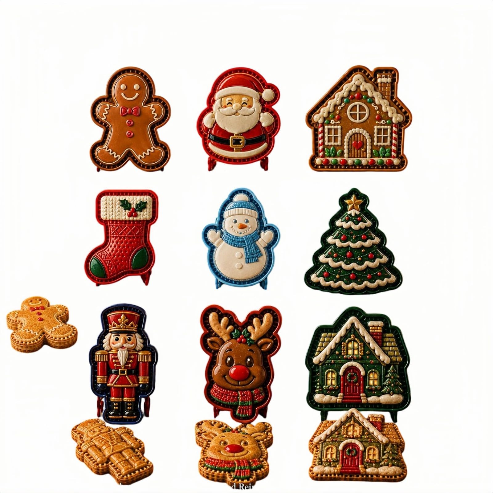 Christmas Hand Pie Molds, Holiday Hand Pie Maker Mould Kit, One Press Cutting, Mini Pies Moulds for Baking, Reusable Embossed Baking Moulds for Holiday Desserts Supplies-9 Pcs
