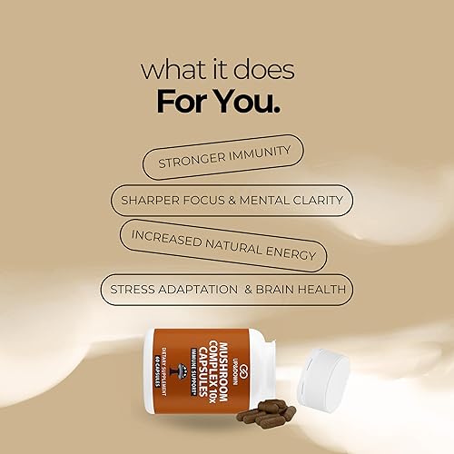 Miniatura 3 de Up&Down Supplements Complejo de hongos 10X, mezcla de cola de pavo Cordyceps Reishi Chaga de melena de león, fabricada en Estados Unidos, apoyo