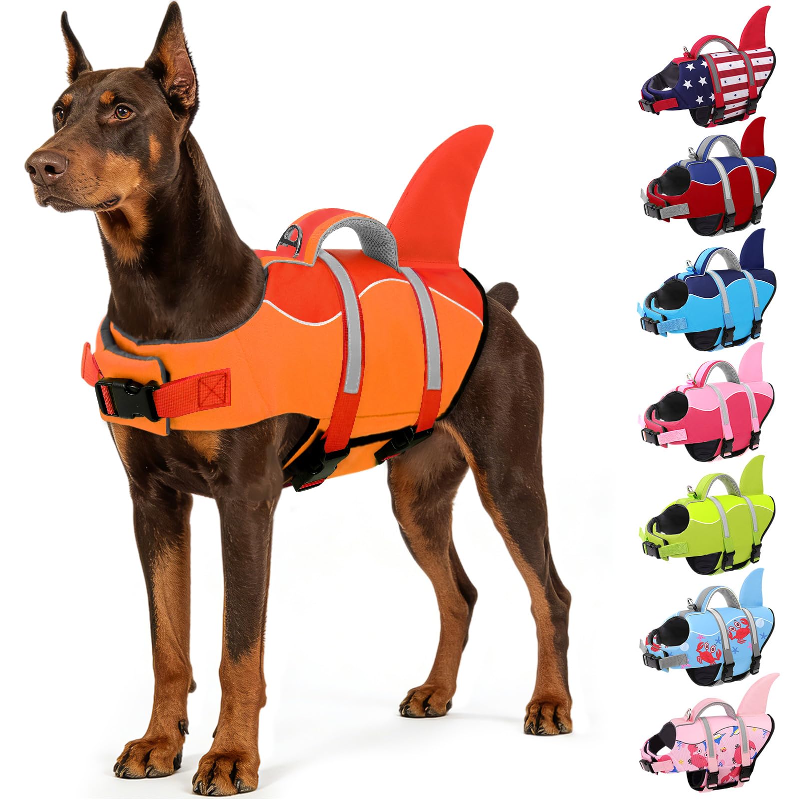 AOFITEE Dog Life Jacket Small Shark Dog Life Jacket with Handle, XS