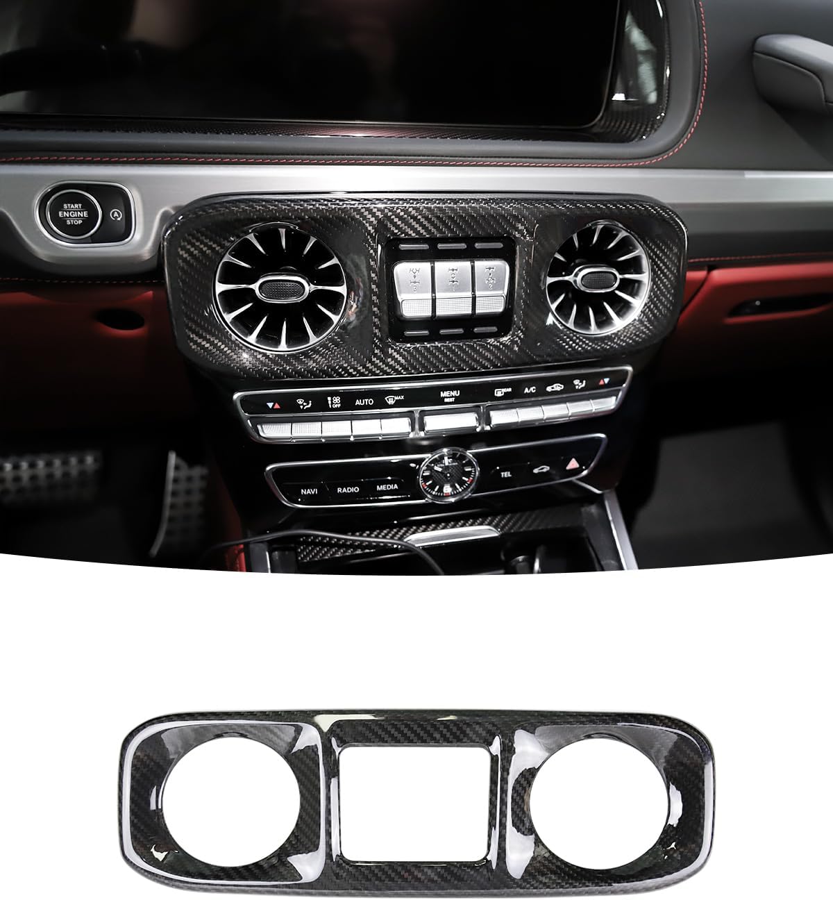 Real Carbon Fiber Interior Decoration A/C Vent Frame,Center Air Outlet Frame Cover Vent Trim Fits for Mercedes-Benz G W464 G500 G550 G55 G63 Accessories 2019-2026