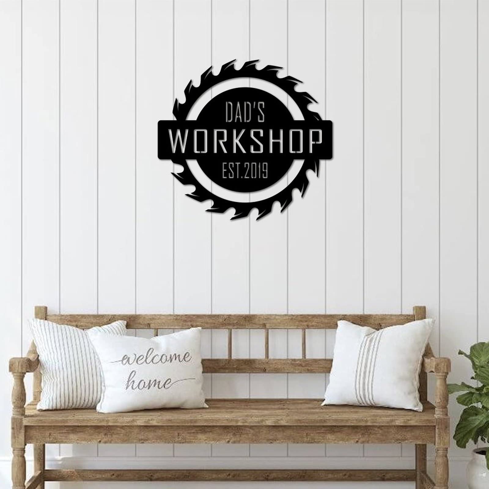 Letrero de metal para el taller de papás, letrero de garaje personalizado, letrero de bienvenida para el hogar, galería, decoración de pared, taller, hombre, cueva, regalos para hombres, marido, arte