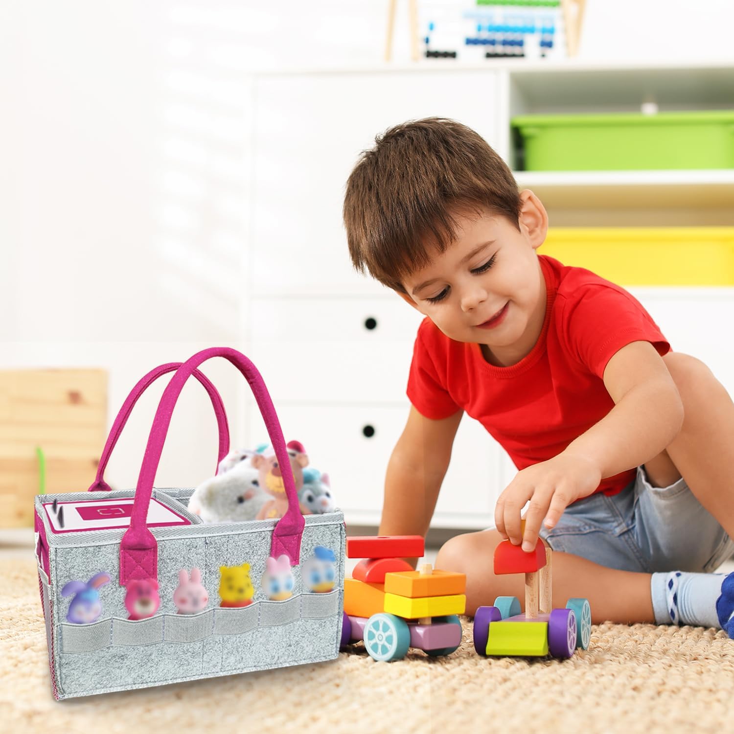 Mallette de Transport Boîte de Transport Boîte de Rangement avec poignée et Poche Filet latérale Sac de Transport pour kit de démarrage Accessoires Figurines (Rose Rouge)