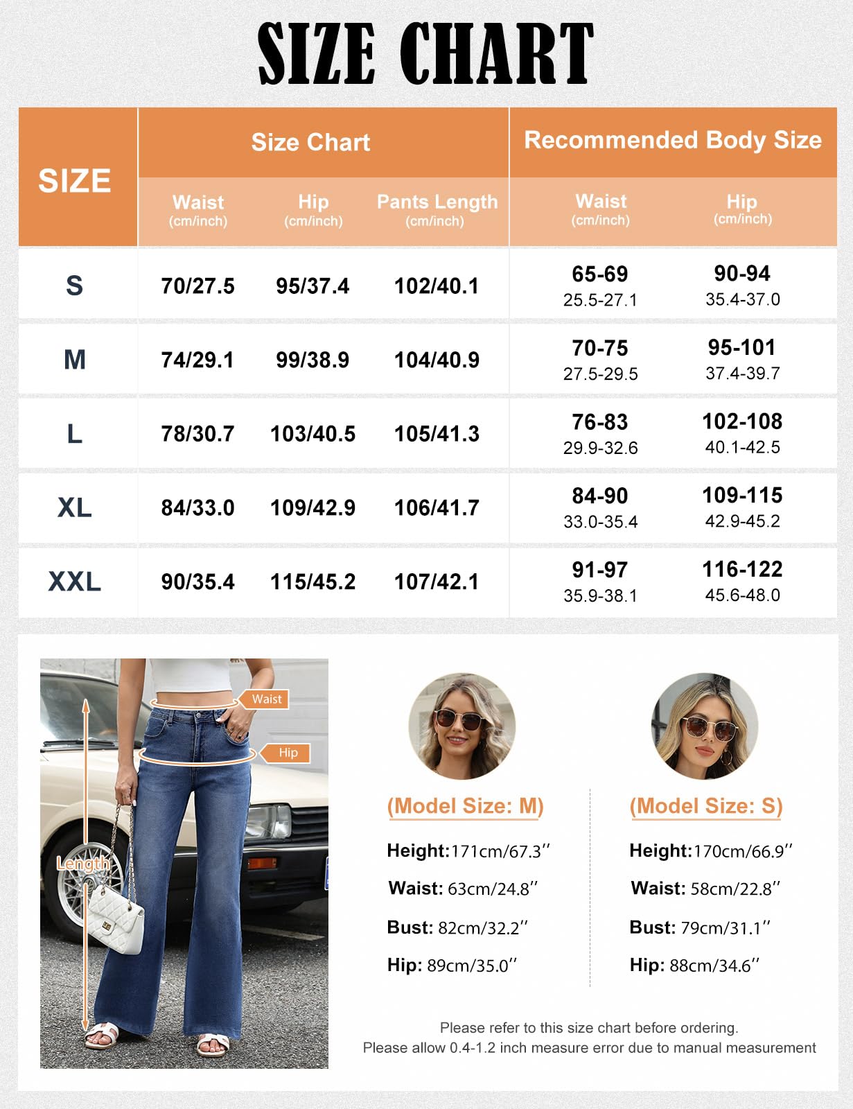 Vaqueros Mujer Elásticos Pantalones de Campana Cintura Alta Jeans Flare Pantalones Bootcut Vaqueros Slim Fit Retro Tallas Grandes con Bolsillos