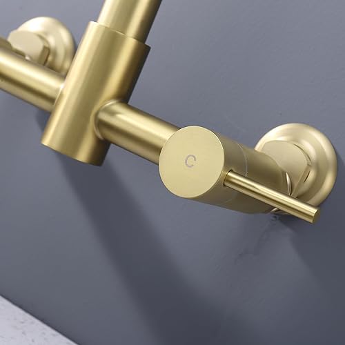 Miniatura 9 de Grifo de montaje en pared de cocina, grifo de montaje en pared central de 8 pulgadas con pulverizador de preenjuague y relleno de olla, grifo de