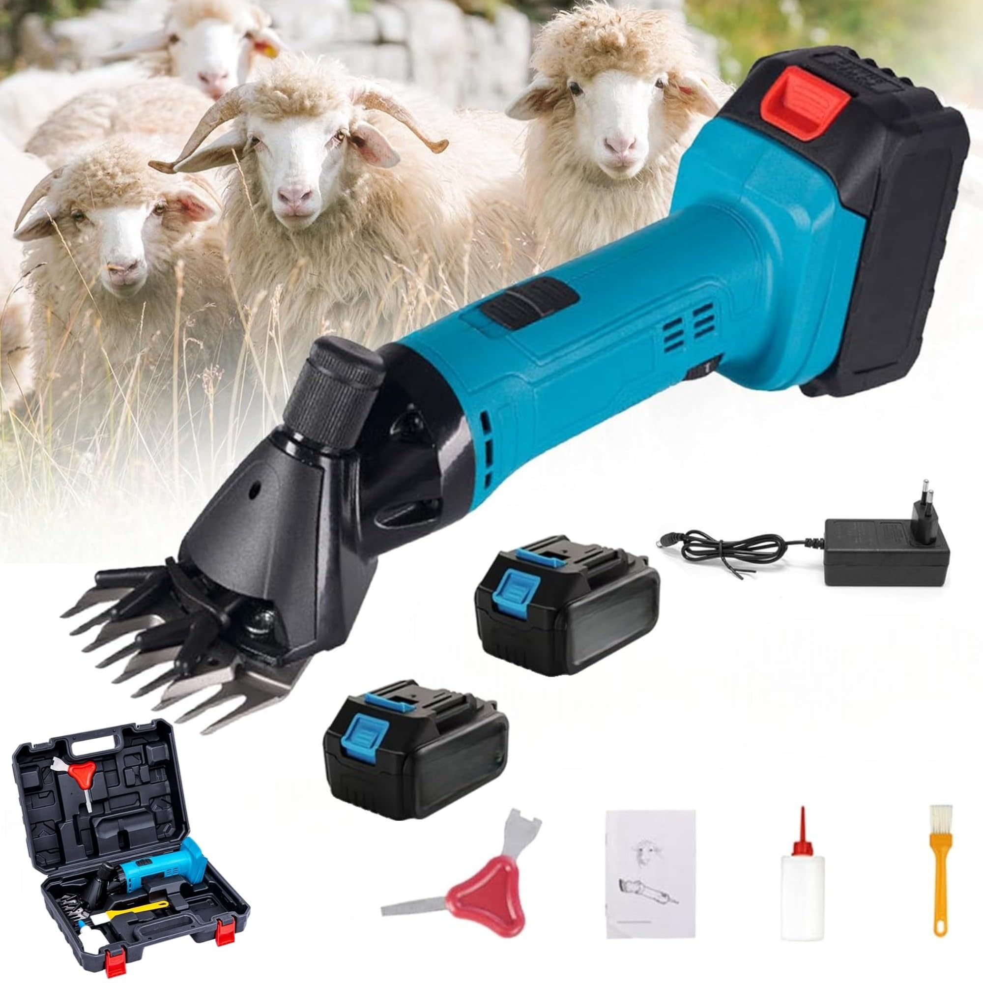 Tosapecore Tosatrice Pecora Doppia Batteria da 42VF 4.0Ah con 6 Velocità Regolabile per Rasare La Lana di Pecore, Capre, Bovini e Altri Animali da Fattoria