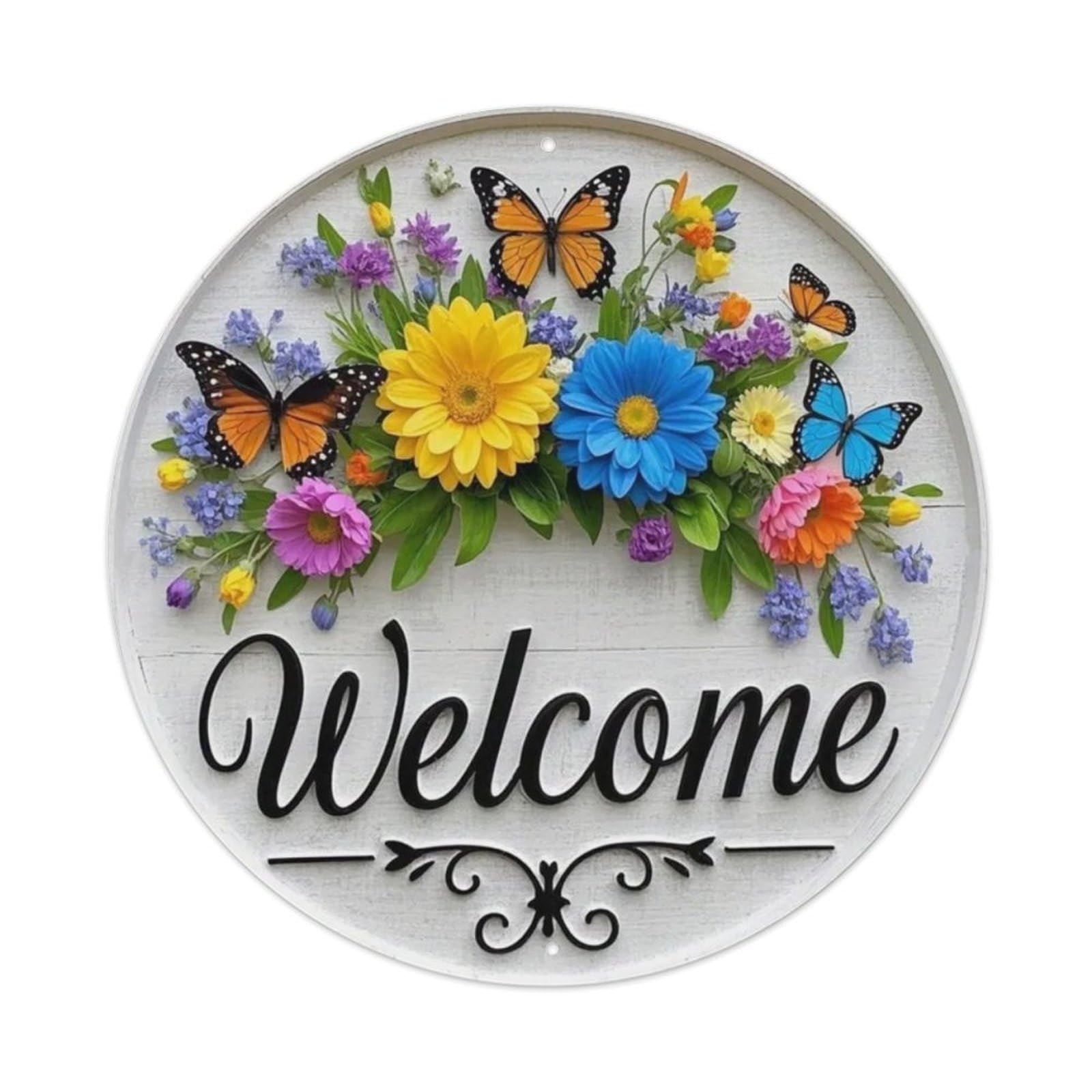 Gentinap Vintage Welcome. Round Tin Sign Metal Sign Home Bar Garden Wall Decor Metal Poster 8X8 Inch