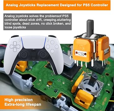 10PCS Hall-Effect Joysticks Replacement for DualSense PS5 Controller, 3D Analog Sensor Wheel Thumb Sticks Rocker Module Replacement for PlayStation 5 Controller