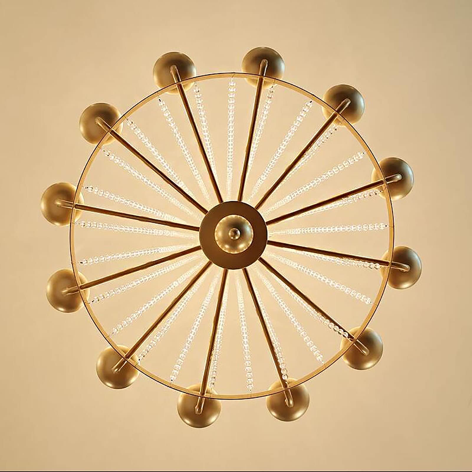 Américain Pays Bougie Lampe De Cristal,Pour Salon Salle à Manger Chambre Étude,Rétro Créatif Pastorale Éclairage,Chandelier De Salon,E14 Européen Rétro Lustre En Cristal-Golden. 100 * 58cm