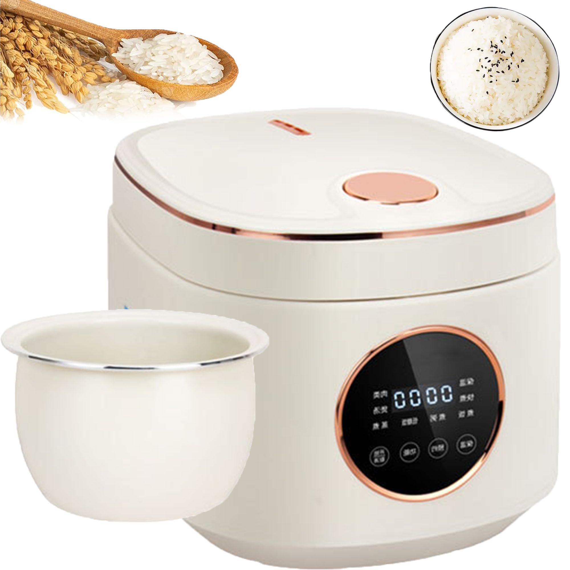 Générique Cuiseur à Riz 5L, Faible en Sucre et en Glucides, avec 8 Fonctions de Cuisson, revêtement en céramique antiadhésive pour Riz Blanc/Complet, Porridge et soupes