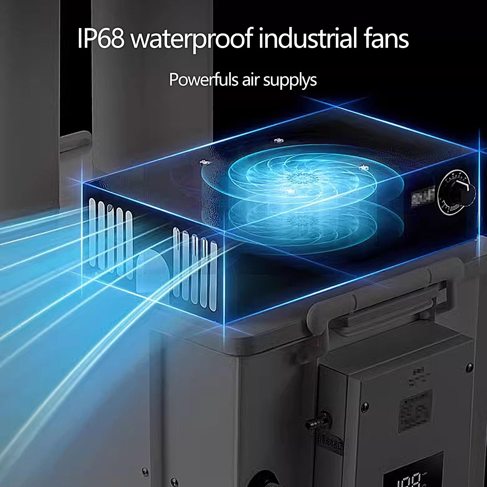 Inteligentny Nawilżacz Przemysłowy, Komercyjny Nawilżacz Ultradźwiękowy, Nawilżacz Powietrza z Wodoodpornym Wentylatorem IP68, Atomizer ze Stali Nierdzewnej(50 * 33.5 * 26.5cm)