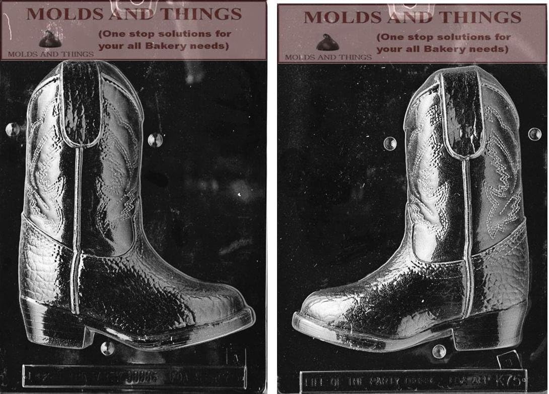 3D Cowboy Boot Chocolate candy mold with copywite molding Instructions - 2 mold set