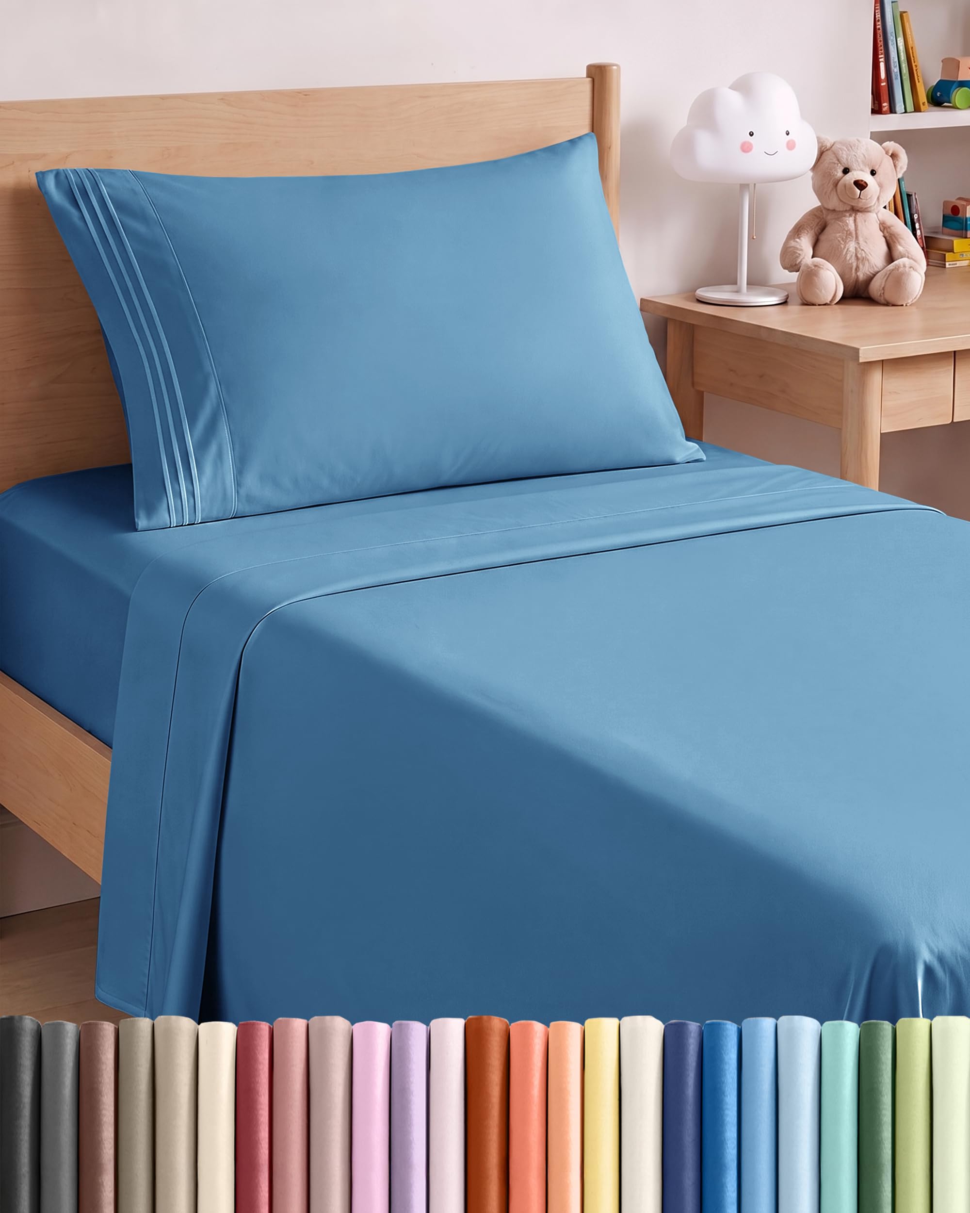 Twin XL Size 3 Piece Sheet Set - Breathable &amp; Cooling Sheets - Denim Blue