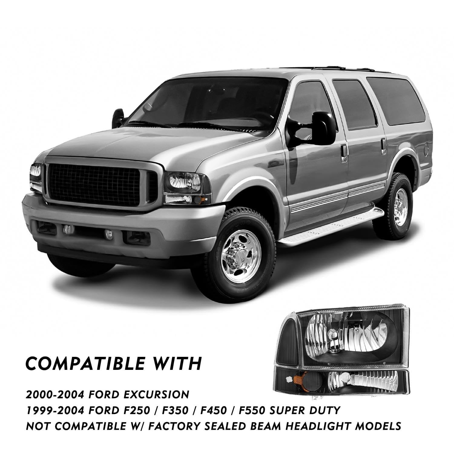 Spec-D LED Tube Headlights For 1999-2004 Ford Super Duty & Excursion - DOT/SAE