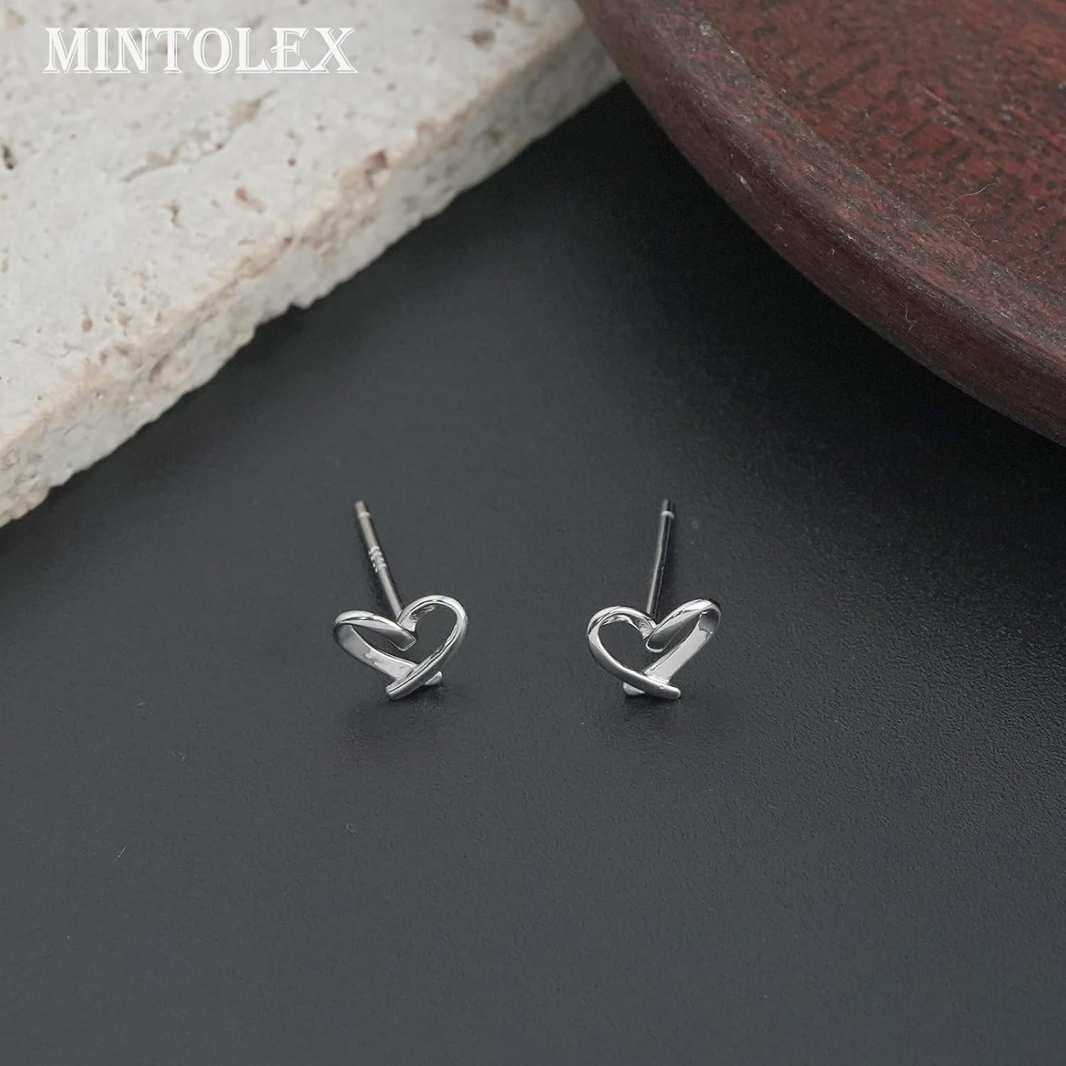 Solid 925 Sterling Silver Love Heart Stud Earrings Hypoallergenic Flatback for Women Valentine Gift Party Jewelry - Image 5