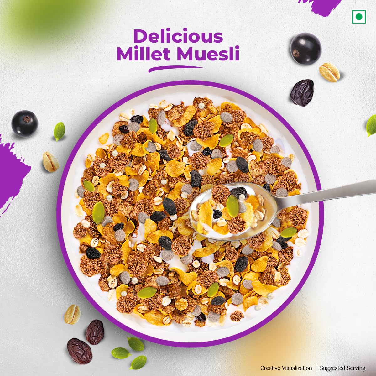 Kellogg's Millet Muesli with 84% Fruit, Seed & Multigrain| Power Breakfast | No Maida No Palm Oil | India's No 1 Muesli | 1000g 1