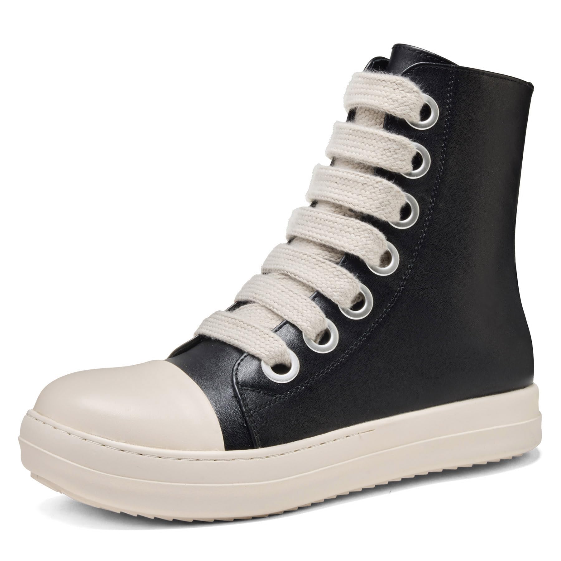 High Top Sneakers for Men Comfortable PU Leather Platform Walking Shoes with Zipper