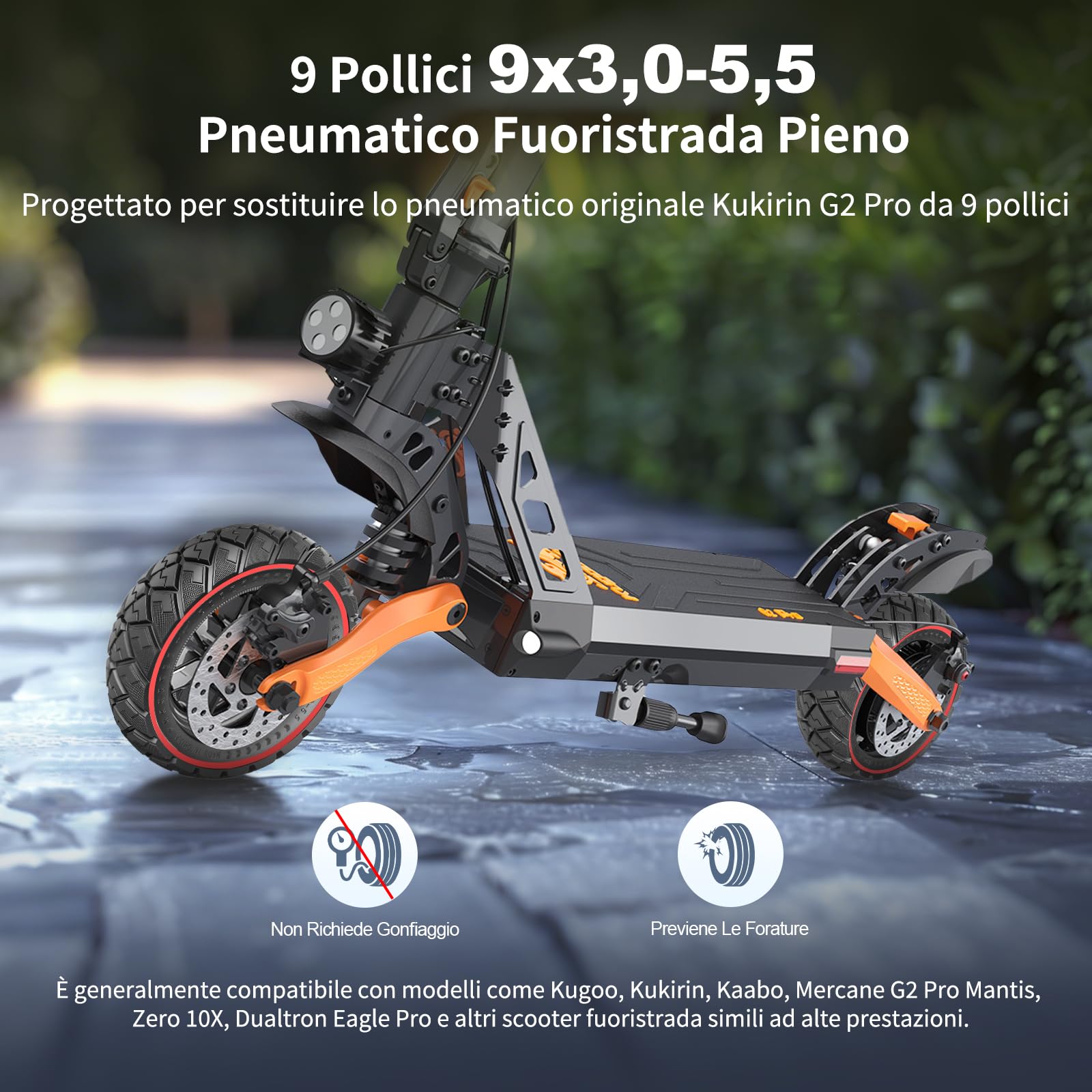 9x3,0-5,5 Pneumatici Completi per Kukirin G2 Pro, Zero 10 X, Dualtron Eagle Pro, Pneumatici di Ricambio in Gomma Piena, Fuoristrada, Solidi e Resistenti Alle Forature (Rosso 1 Pezzo)
