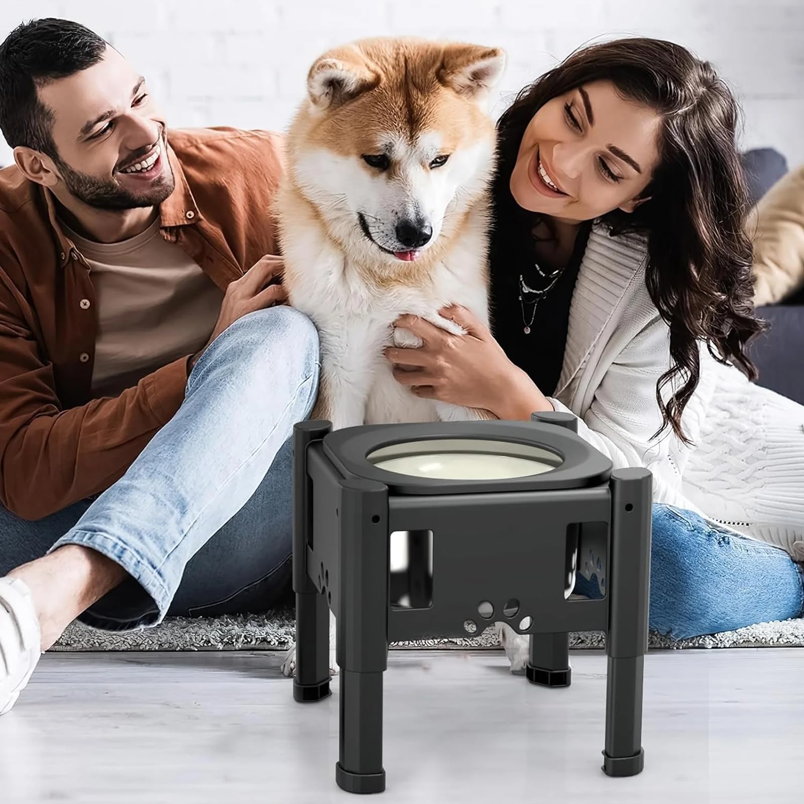Gamelles surélevées pour chien, gamelle d'eau surélevée pour chien sans déversement, gamelle d'eau surélevée de grande capacité de 80OZ pour chiens, gamelle d'eau surélevée réglable à 3 hauteurs