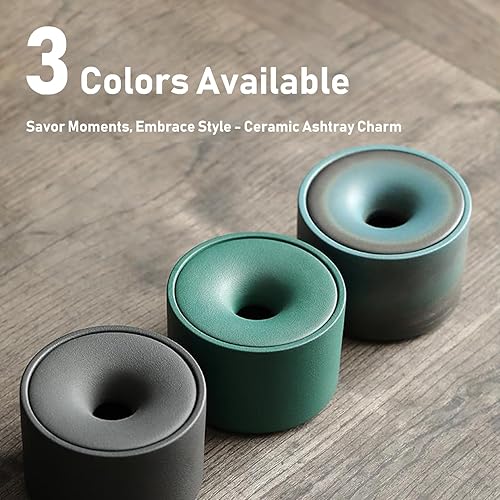 Miniatura 7 de Cenicero de cerámica con tapas Cenicero de cigarrillos resistente al viento para patio al aire libre, ceniceros de cigarros para hombres, bandeja de
