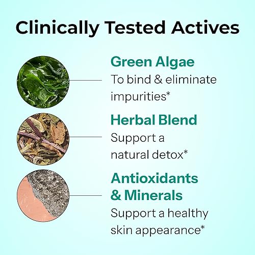 Miniatura 4 de HUM Daily Cleanse Suplementos para el acné para mujeres y hombres, limpieza digestiva suave para soporte de piel clara, zinc, espirulina, clorella,