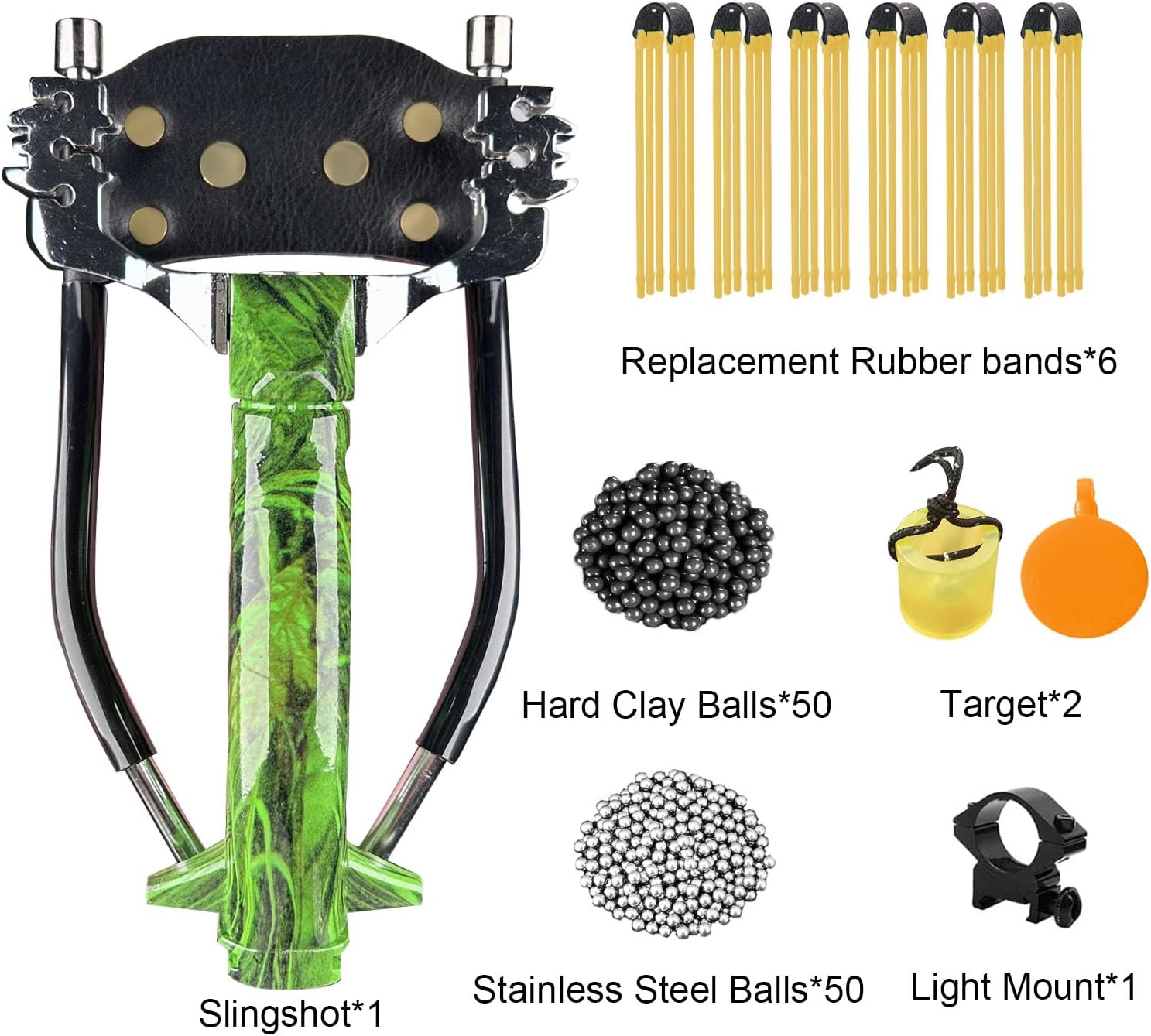 Professional Wrist-Braced Slingshots Set for Hunting, High Velocity Tactical Wrist Support Sling Shot with Ammo Balls & Replacement Bands (Target Practice Kit)