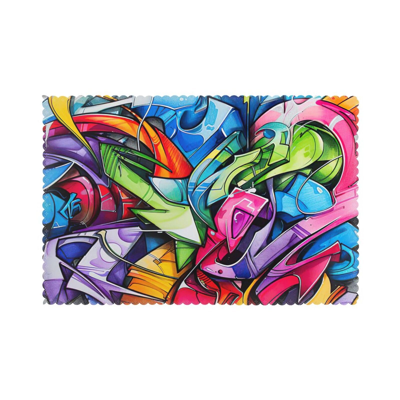 Graffiti Drawing Print Placemats for Dining Table Set of 6 12x18 Inch Table Mats for Party Kitchen Dining.