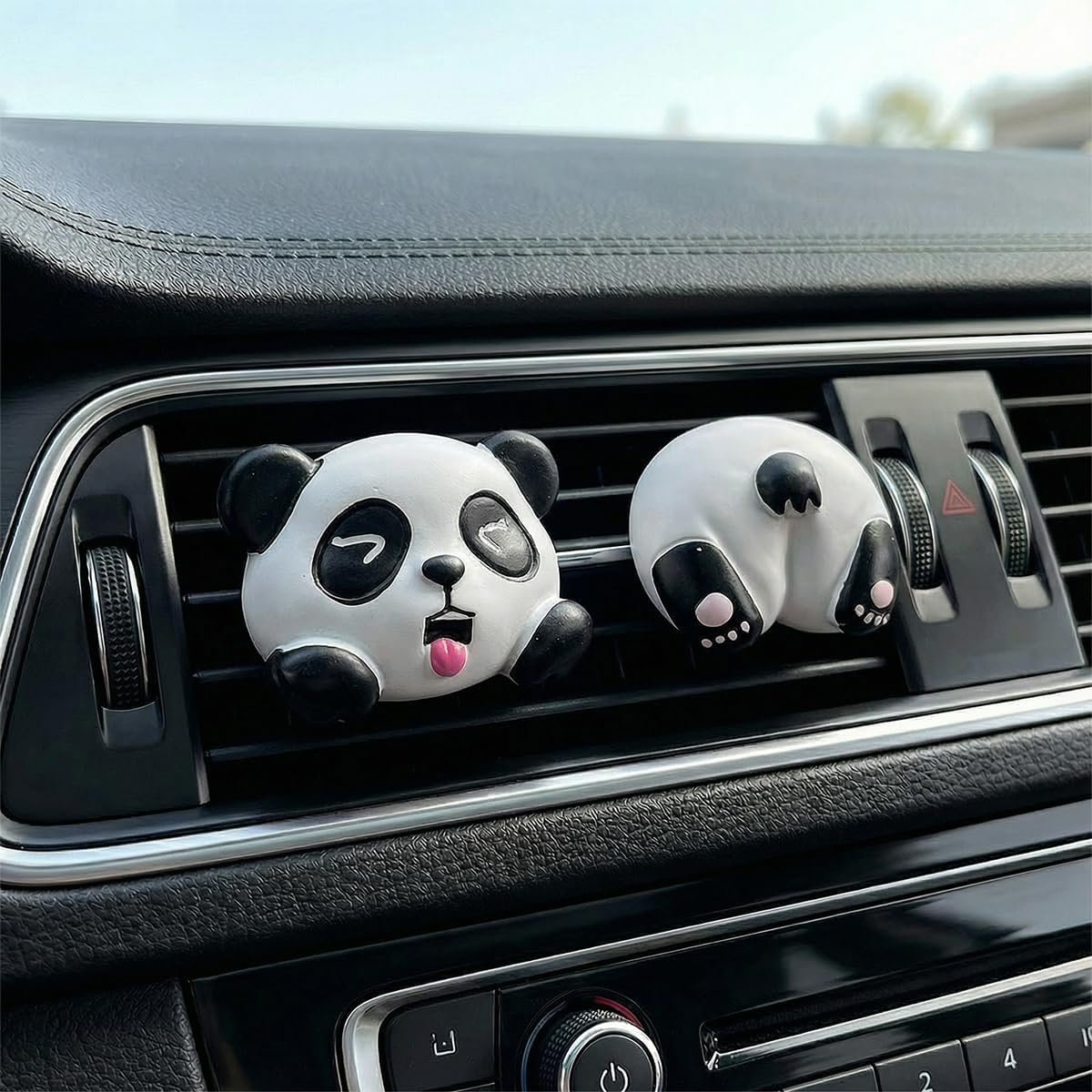 2PCS Panda Head and Tail Car Air Vent Clips