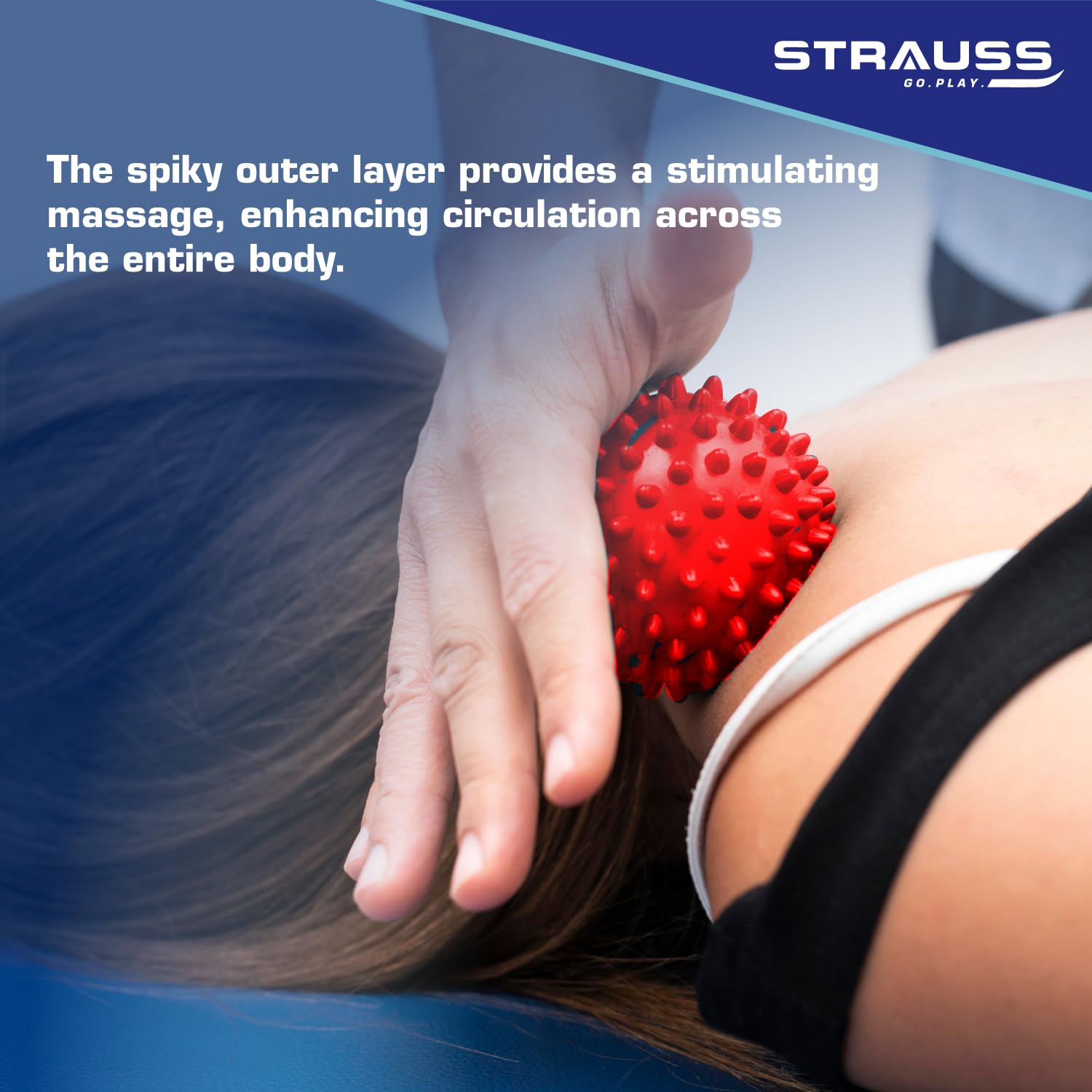 Strauss Acupressure Massage Ball, 2.7 inch | Ideal for Physiotherapy, Deep Tissue Massage, Trigger Point Therapy, Muscle Knots | Acupressure Therapy Ball for Myofascial Release & Pain Relief, (Red)