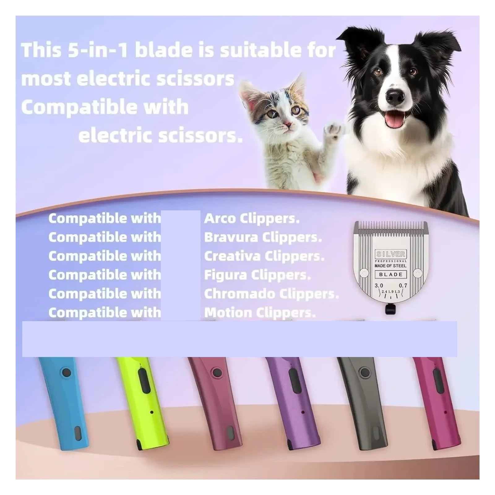 Lama Staccabile Regolabile Professionale 5 In 1 For Cani, Compatibile Con WAHL, Arco, Bravura, Chromado, Tosatrici A Bassa Temperatura(3pcs glod)