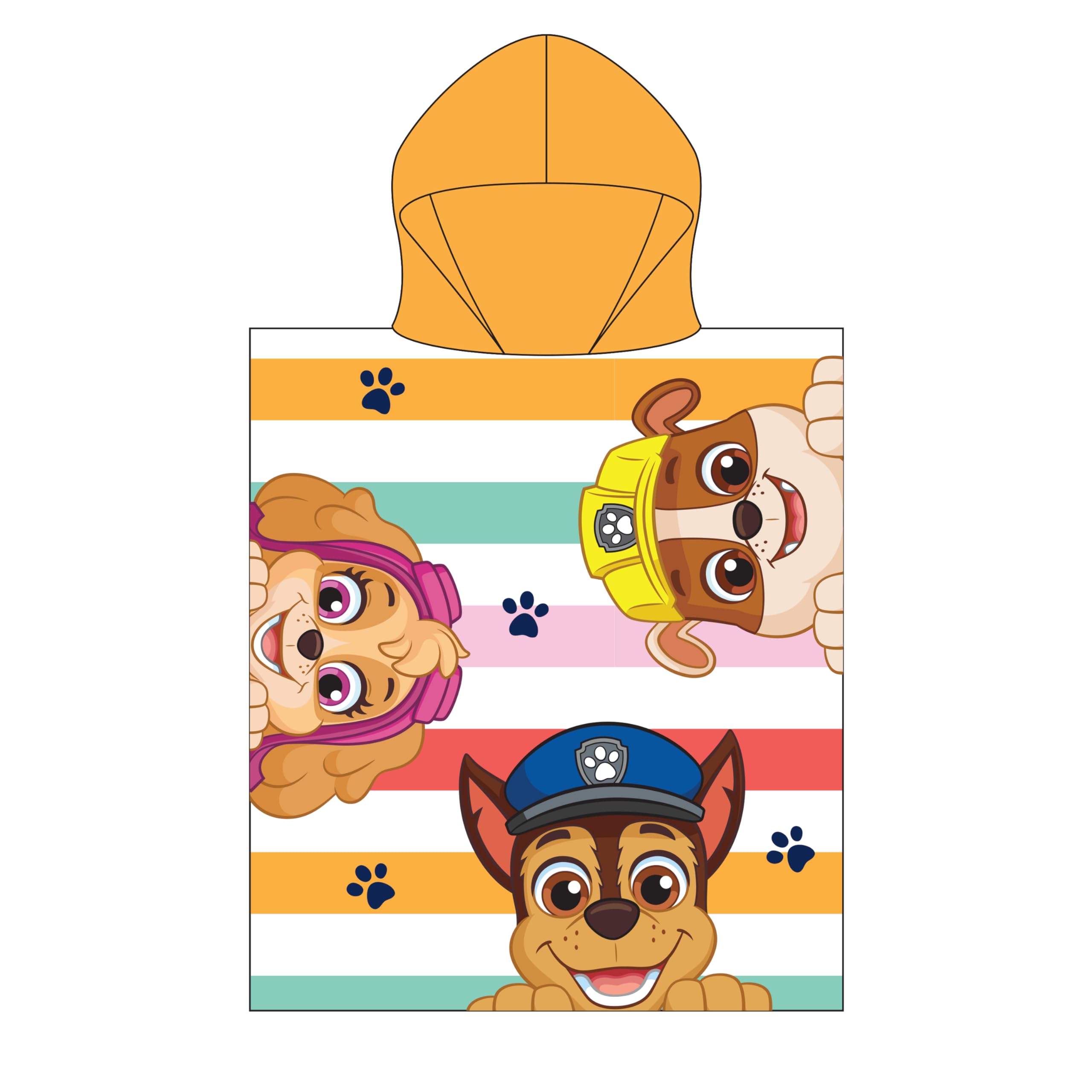 Character World Poncho Officiel Paw Patrol à Capuche | Super Doux au Toucher, Motif ensoleillé avec Chase, Rubble et Skye | Peignoir de Bain Parfait pour la Maison, Le Bain et la Plage, 55 x 50 cm