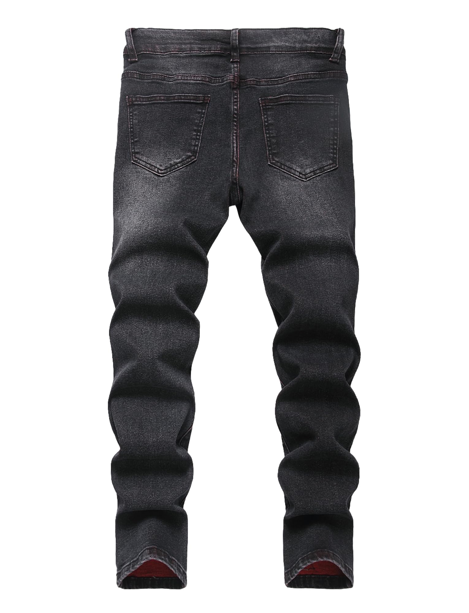 FEOYA Kids Jean Slim Fit prążkowane spodnie dla nastolatków skinny denim, chłopięce spodnie dżinsowe, podarte, elastyczne, dla dzieci, na wiosnę, z gumowym ściągaczem, długie z otworami, 7-16 lat