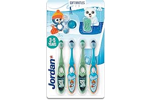 Jordan* Step 2 Kids Toothbrush, 3-5 Years, Soft Bristles, BPA Free (4...