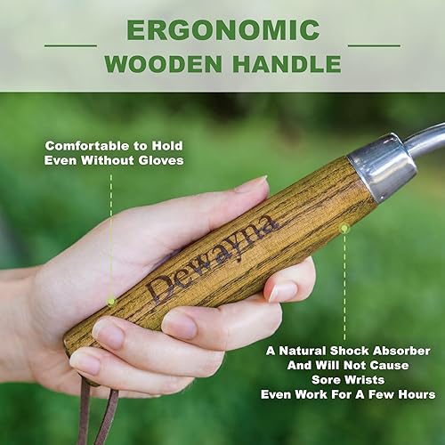 Miniatura 5 de Tenedor de mano de jardín, tenedor de mano con púas afiladas para arrancar fácilmente malas hierbas grandes, tenedor de jardín de acero inoxidable,