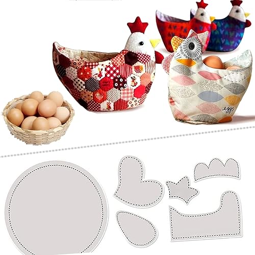 Miniatura 1 de Plantilla de patrón acogedor para tazón de pollo, 6 plantillas de cesta de huevos de Pascua para coser, regla de costura de cesta de pollo,