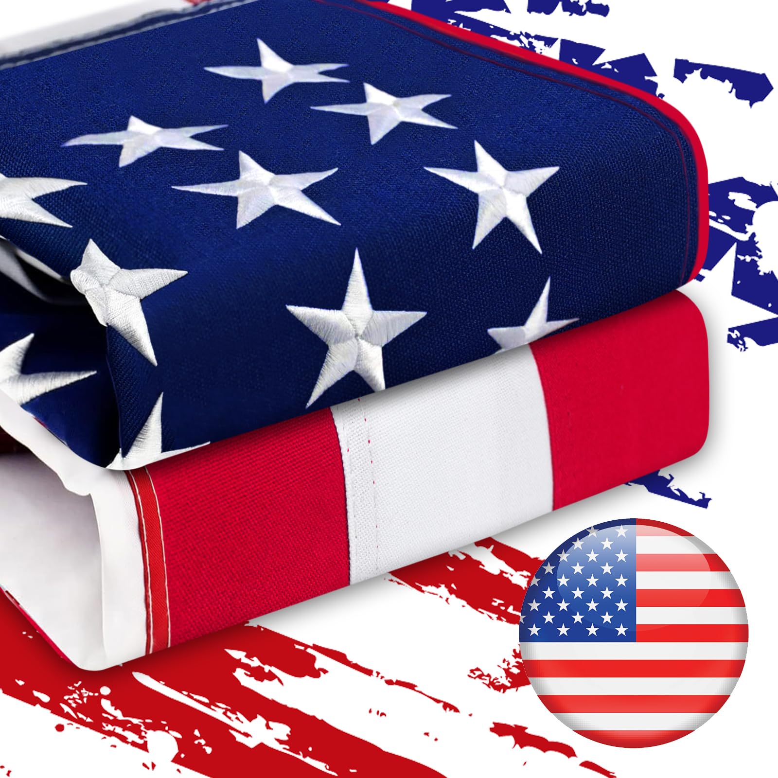 Sturdy American Flags 4x6 for Outside, American Flag 4x6 FT Outdoor Heavy Duty, 100% Made in USA Longest Lasting American Flags, All Weather USA Flag 4x6 Outdoor with Luxury Embroidered Stars and Brass Grommets(Premium 4x6 FT American Flag)