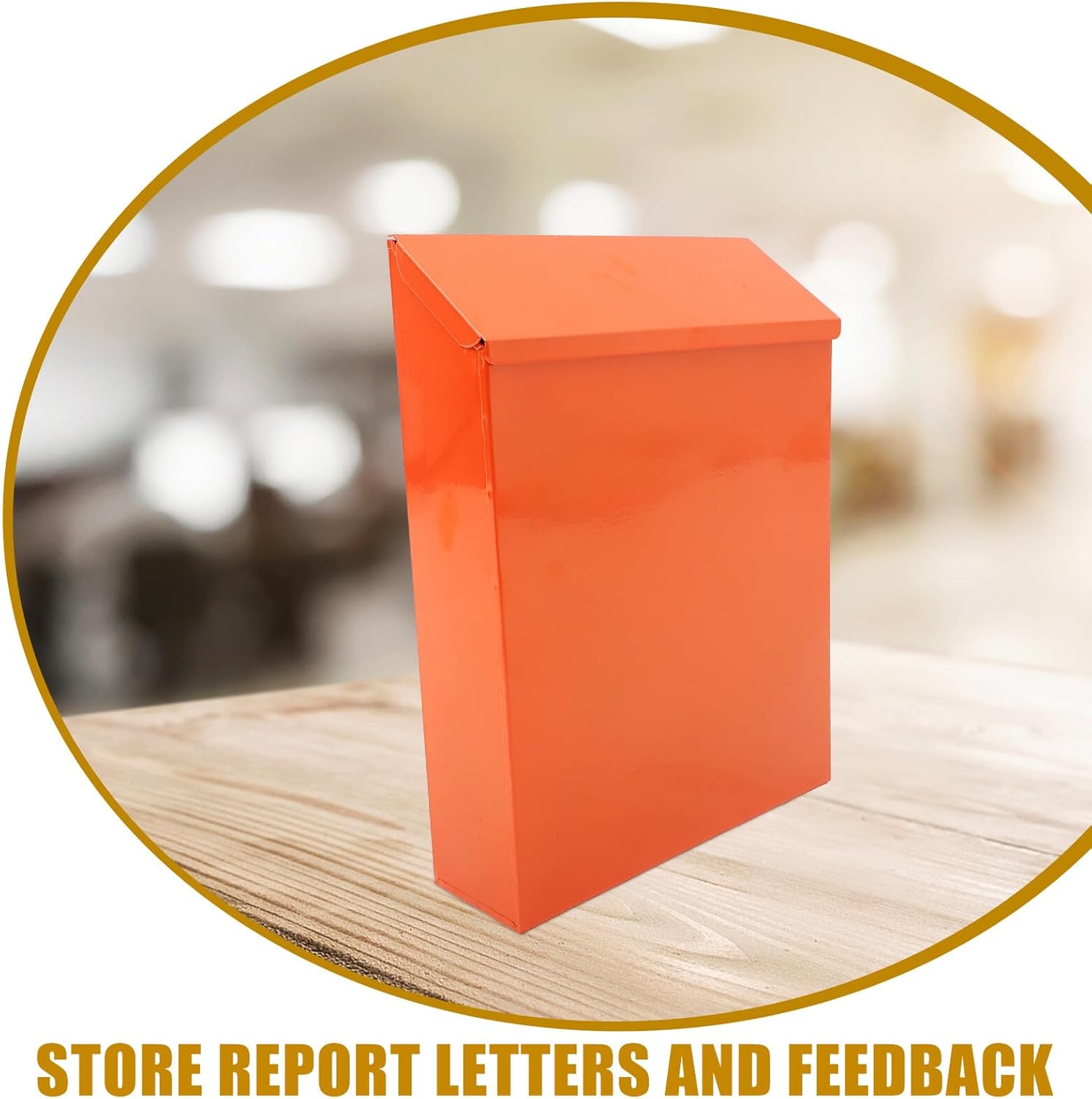 Uonlytech Vintage Wall Mount Mailbox with Lock Iron Retro Letter Box for Home and Office Bright Orange Suggestion Box Space-Saving Wall-Mounted Design Decorative and Secure