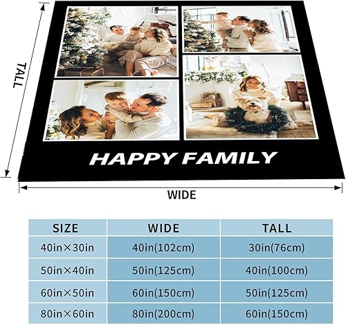 Miniatura 4 de Manta personalizada con texto fotográfico para padre, madre, familia, manta de franela suave personalizada para novio, novia, cumpleaños