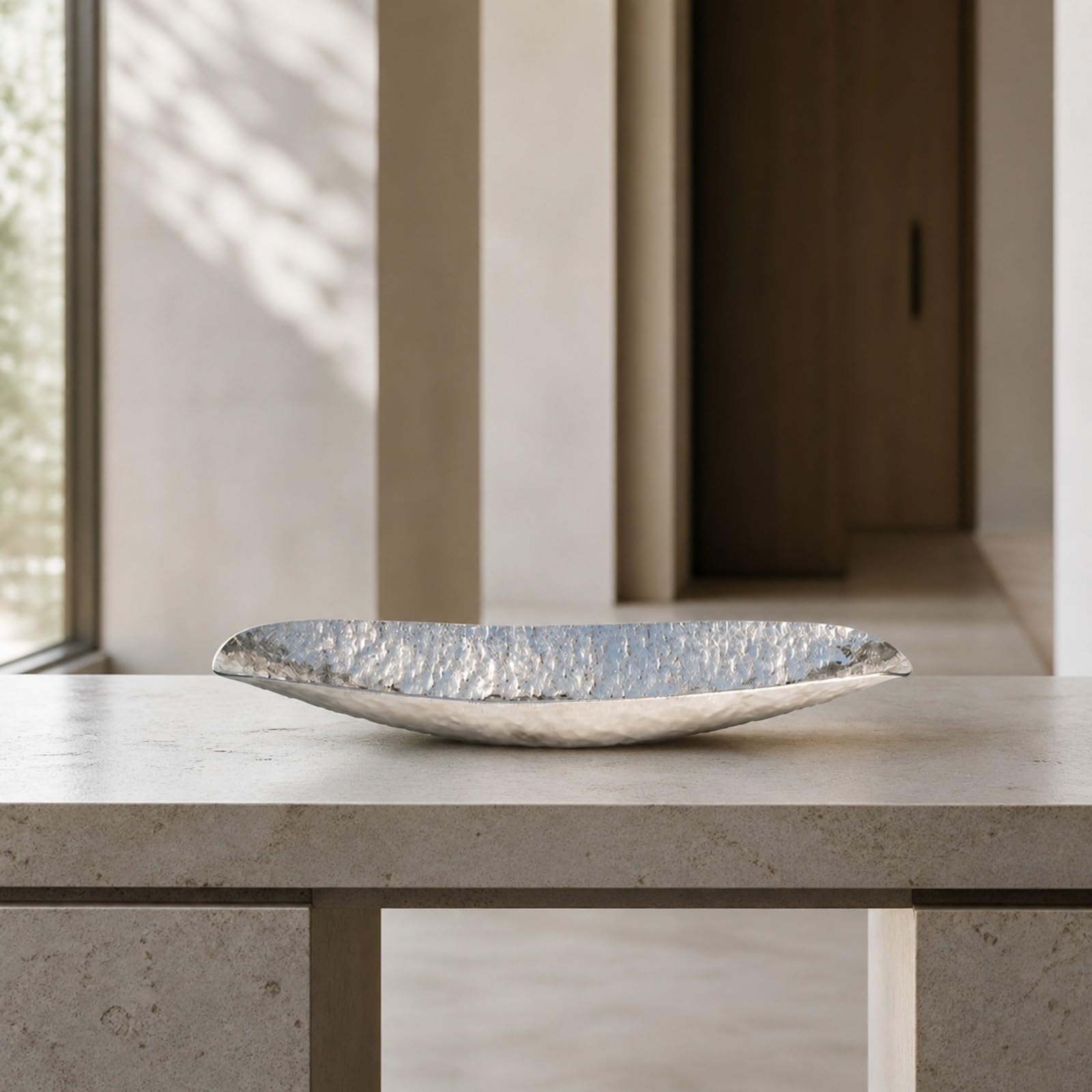 Bandeja Decorativa para Objetos Pequeños | Resistente Al Óxido, Bandeja con Acabado Galvanizado y Bordes Altos, Plateada, para Consola, Estantería, Oro, 48x13x4cm