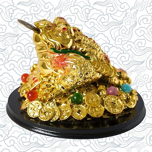Miniatura 4 de Feng Shui Dinero Rana Estatua Sapo Tres Patas Rana Figuritas en monedas chinas Lingote de oro Dijes de Buena Suerte Lucky Fortune Wealth Decoración