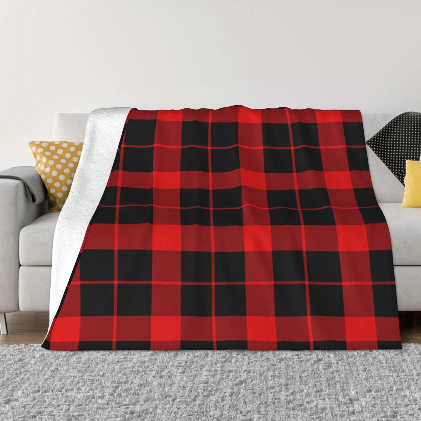 Mexpekil Coperta natalizia a quadri, morbida e calda, coperta in pile di flanella, decorativa, per letto, divano, viaggio, 150 x 200 cm