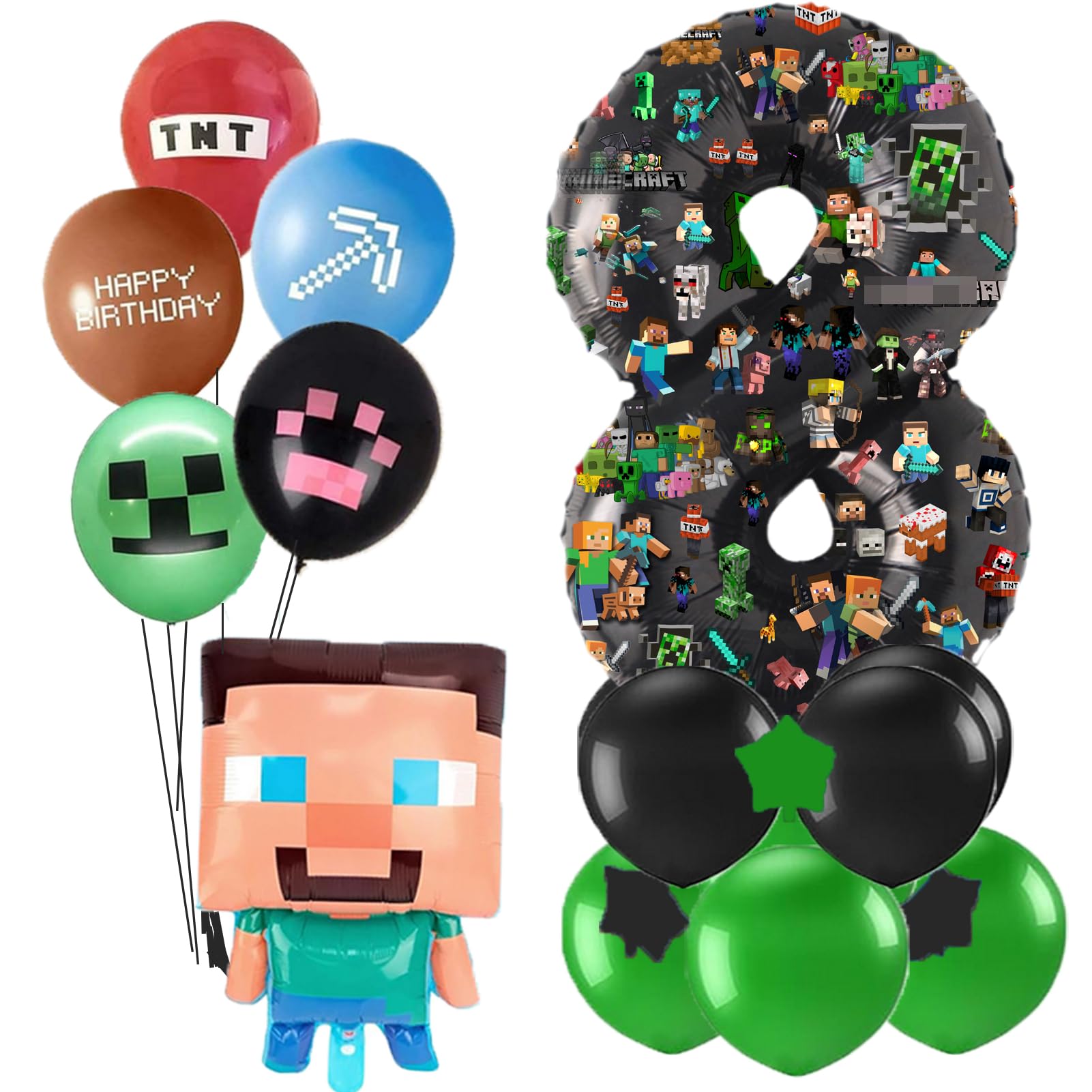 8th Happy Birthday Balloon, 32inch Party Foil Balloons Decorations For Kids Boys Girls Birthday Party Decoration (Number 8)