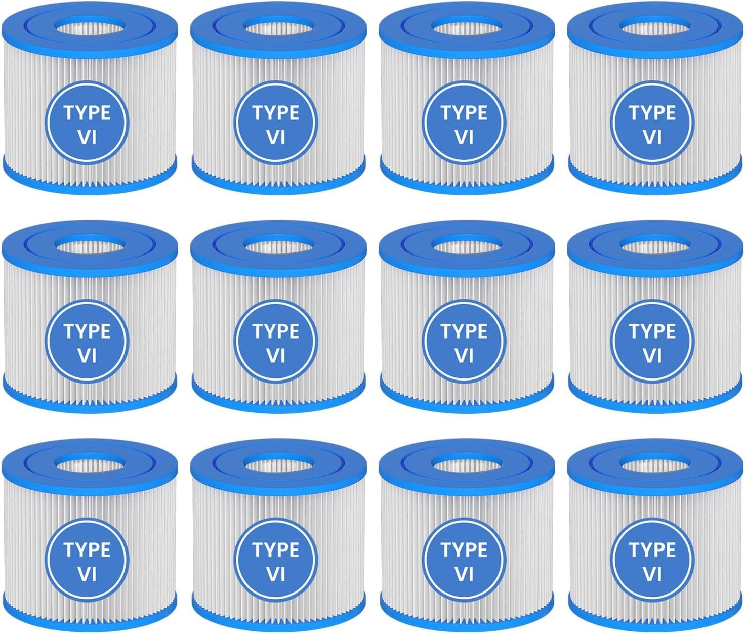Atopearl Type VI Hot Tub Filter Cartridge for Lay-Z-Spa Miami, Vegas, Palm Springs, Paris, Monaco, Coleman SaluSpa 90352E, Pack of 12