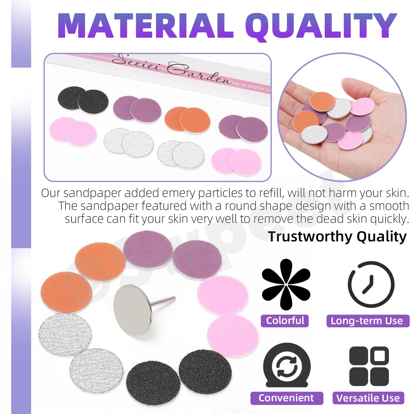 Swpeet 201Pcs 5Colors 80# 120# 150# 180# 240# Grids sostituzione disco di carta da levigatura con metallo unghio trapano bit kit, dischi di carta da levigatura, dischi di levigatura autoadesivi bit