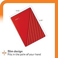 Vista 2 de WD 1TB My Passport, Disco duro externo portátil, rojo, software de respaldo con defensa contra ransomware y protección con contraseña, compatible