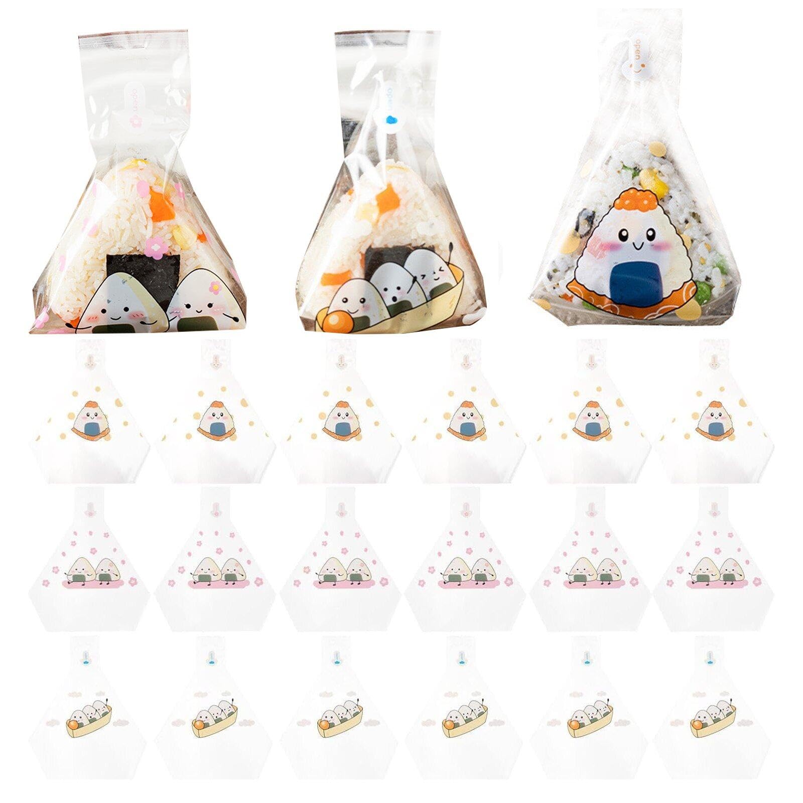 Luxylei 50pcs Onigiri Wrappers Disposable Onigiri Plastic Wrapper Bagstriangle Rice Ball Packaging Bag Easy Tear Takeaway Home Use and Picnic