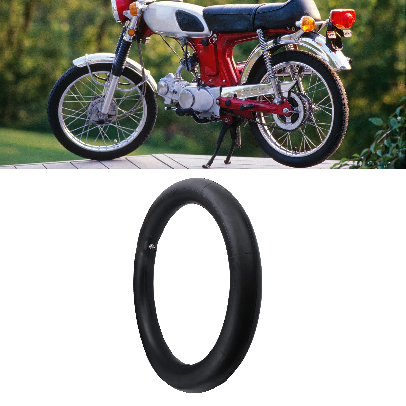 Tubo interior del neumático, 2,75-17 3,00-17 Vástago de válvula de aleación de acero Boquilla de gas Reemplazo del tubo interior del neumático delantero para C70 CL70 CR80 CRF100F CRF125F