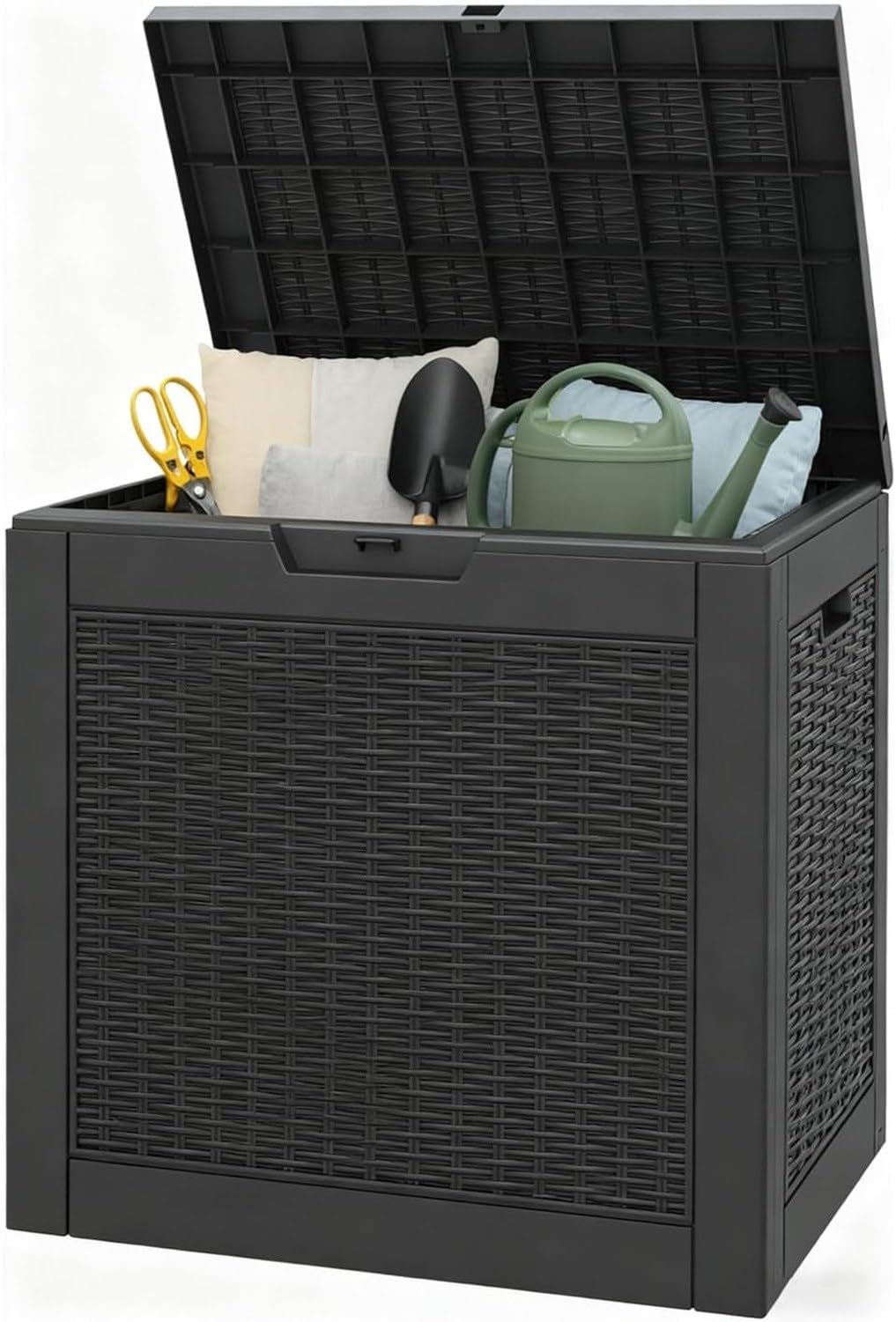 Baulera Exterior Impermeable 130L para Almacenaje Terraza, Ratán Negro