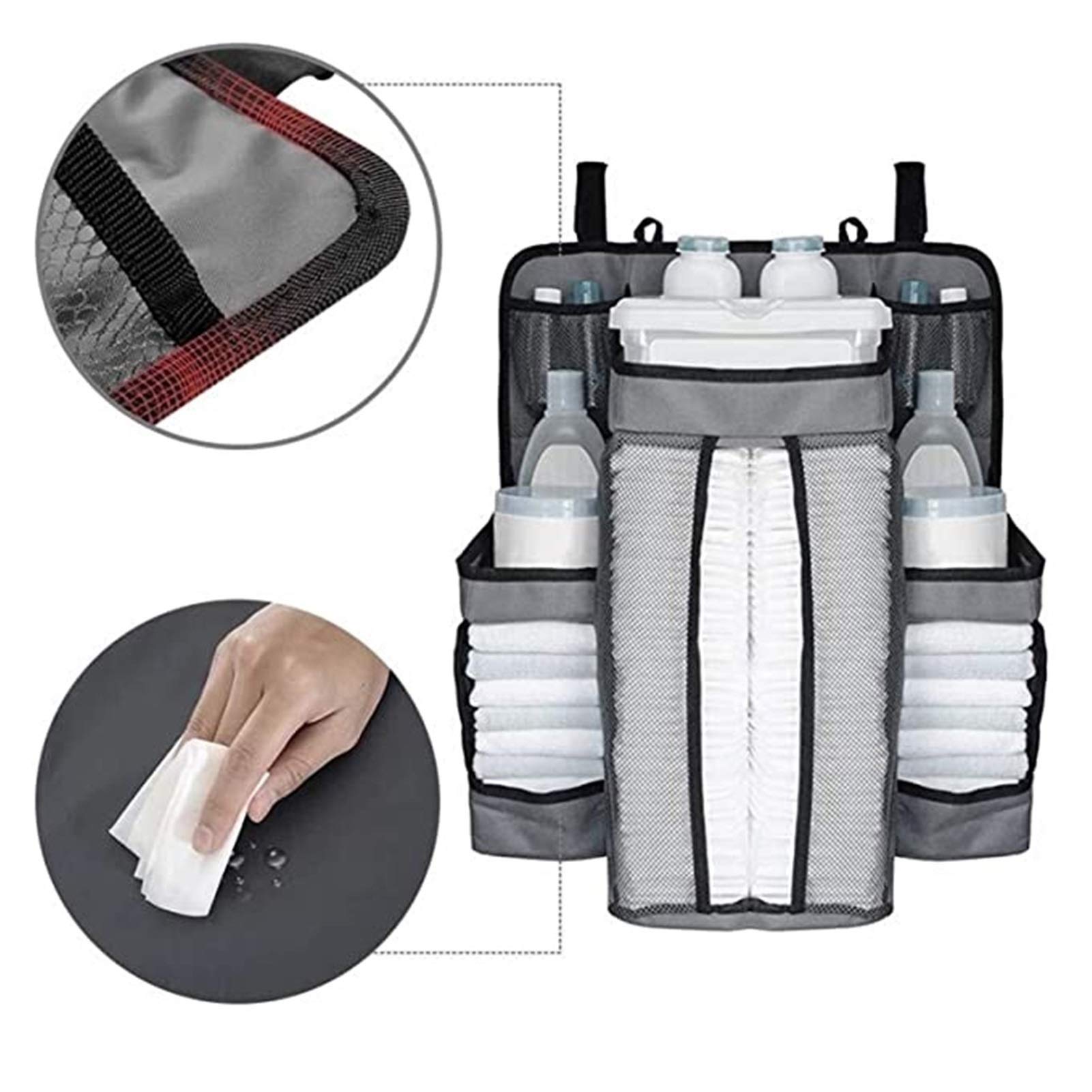 EZVERY Deur opknoping opbergorganizer, met 3 bakken 1beweegbare baby luier caddy, 1 grote capaciteit luier stapelen opslag organizer, 10 zijzakken