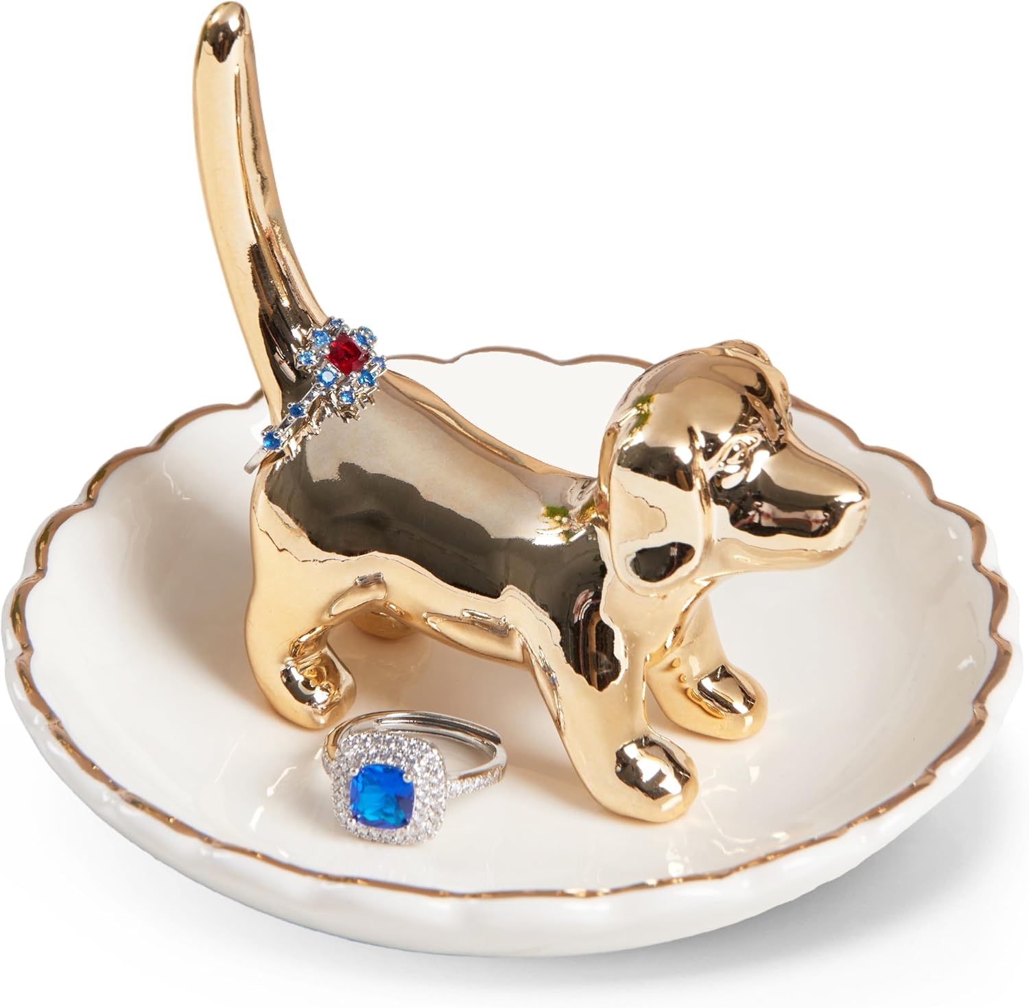 Dog Mom Gifts for Women - Gold Dog Ring Holder Trinket Dish Jewelry Holder Ring Organizer Engagement Gift Wedding Ring Dish Holder, Dog Themed Gift for Dog Lover Christmas Birthday Mother's Day